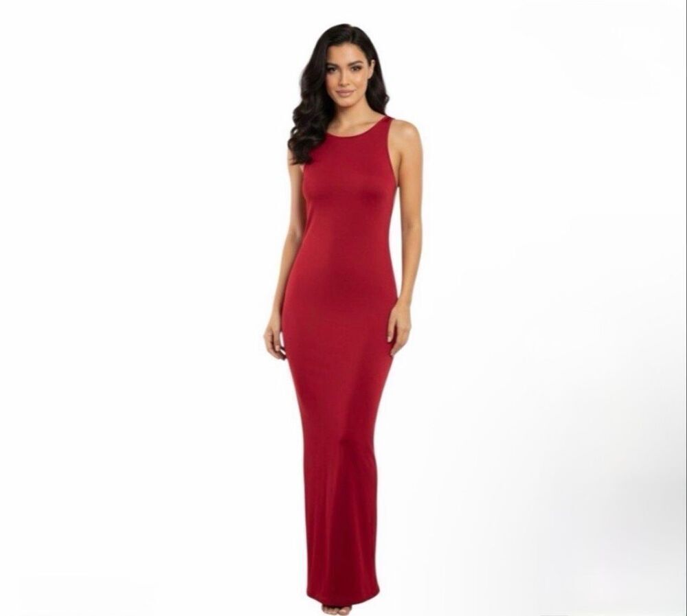 Club L London Stretch Knit Sleeveless Maxi Dress Size 16